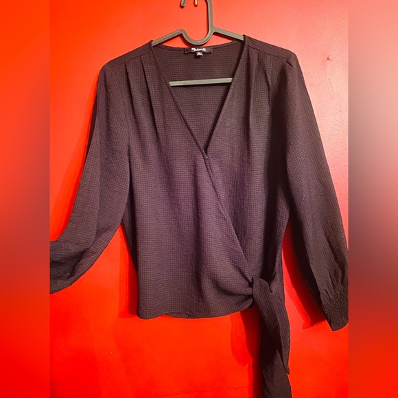 Madewell Tops - Madewell black v-neck tie wrap shirt, size XS